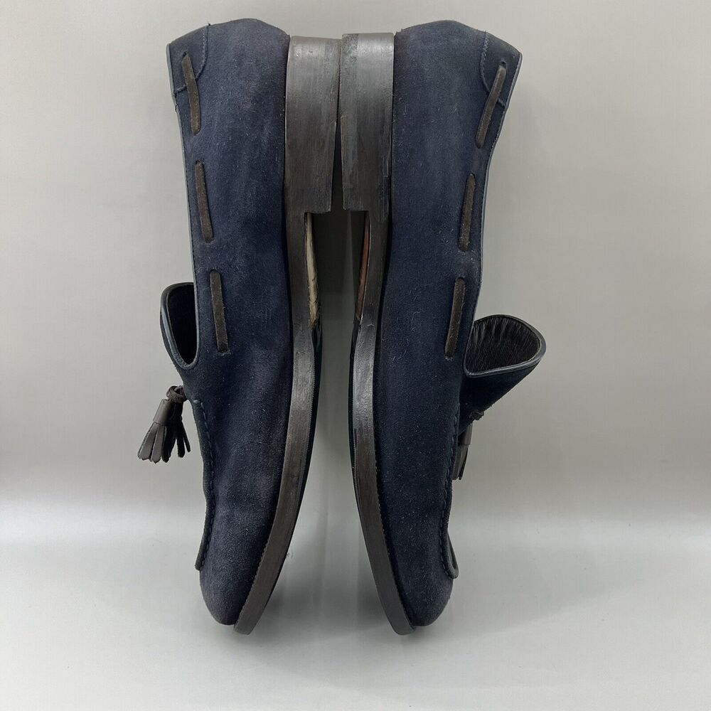 Fratelli Rossetti Brera Men Size 12 Shoes Navy Blue Suede Slip-On Tassel Loafers - Picture 6 of 11